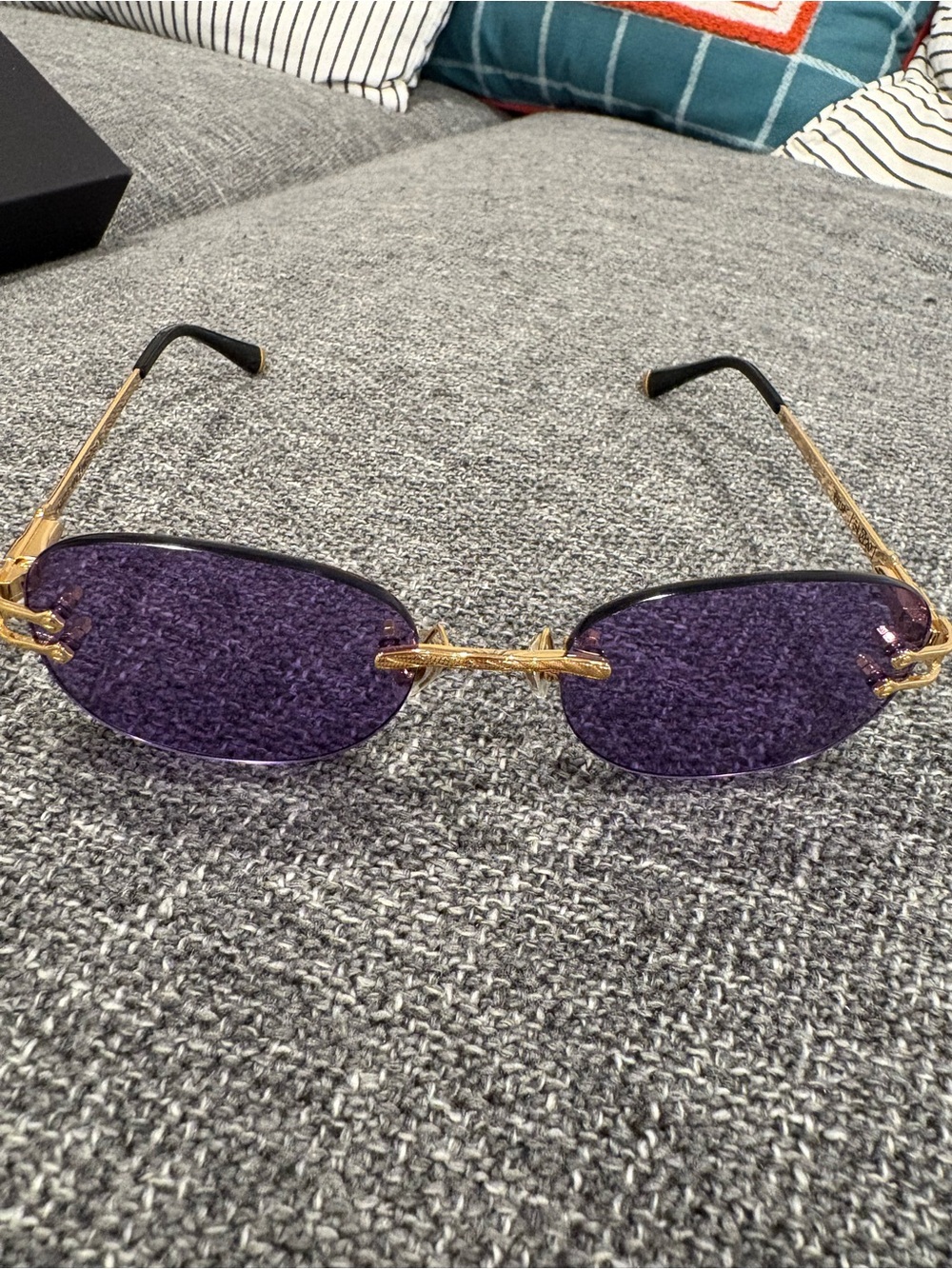 James Oro Gold Frame Sunglasses with Purple Lenses